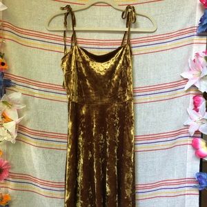 Gold velvet mini dress